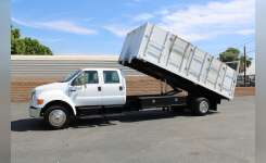 2007 Ford F-650 XL Crew Cab 20 ft Flatbed Stake Bed Dump Truck in Fontana, CA